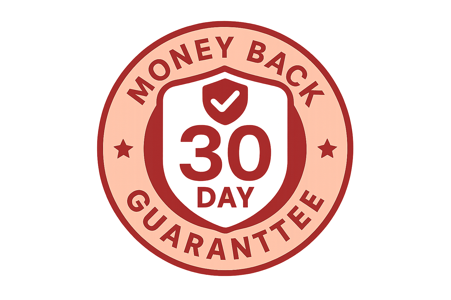 30-day money back guarantee badge with custom colors